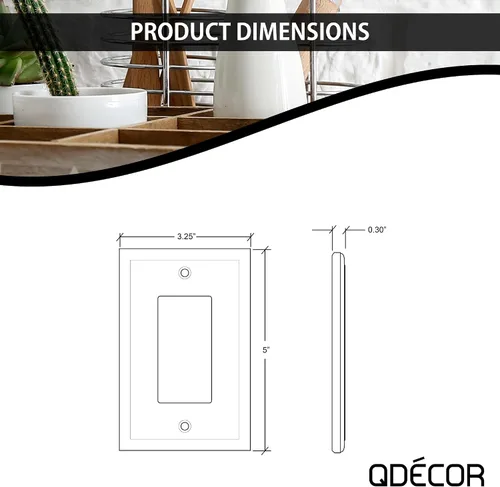 Vista 4 de Questech Decor - Cubierta para interruptor de luz basculante individual, placa de pared eléctrica de 1 banda, cubierta de receptáculo GFCI