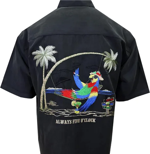Vista 7 de Bamboo Cay Camisa de manga corta con botones bordados para hombre Always 5 Oclock