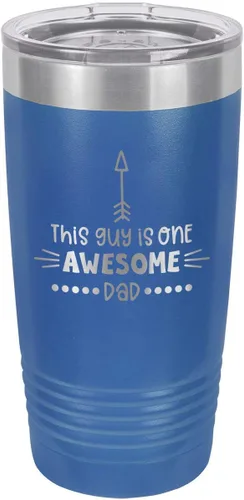 Vista 13 de This Guy Is One Awesome Dad Black Vaso de bebida de 20 oz con pajita Taza de viaje grabada con láser Comparar con Yeti Rambler Idea de regalo