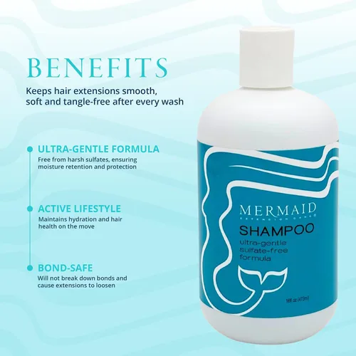 Vista 9 de Champú hidratante para extensiones de cabello, 16 Fórmula nutritiva ultra suave sin aceite hidrata, limpia y fortalece las tramas, cinta adhesiva