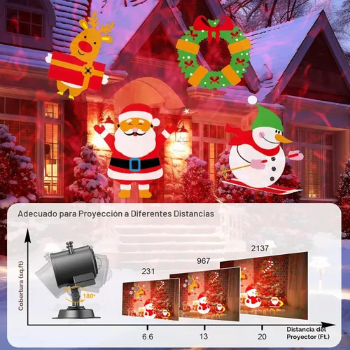 Vista 6 de Proyector de luces de Navidad de Halloween con 4 grandes patrones, para exteriores, 29 efectos, luz de proyector de vacaciones al aire libre 2 en 1