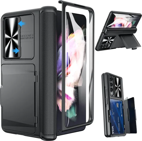 Vista 14 de Viaotaily Funda para Galaxy Z Fold 3 con Soporte para Bolígrafo, Funda Fold 3 con Protección de Bisagra y Protector de Pantalla, Funda con Soporte