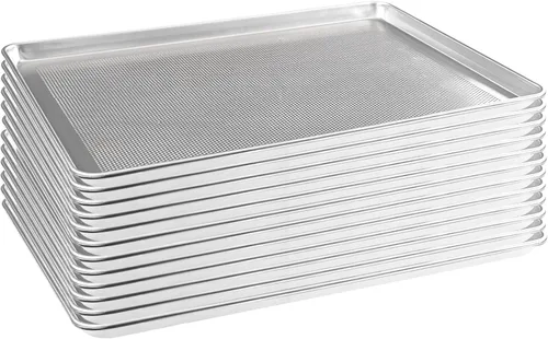 Vista 9 de HARDURA - Bandeja de aluminio para hornear de 18 pulgadas de largo x 13 pulgadas de ancho x 1 pulgadas de alto, 12 paquetes, para horno en panadería