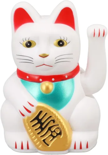 Vista 10 de Gato de la fortuna de la suerte Maneki Neko de 4 pulgadas, decoración de gato de la suerte que agita a mano para el hogar, adorno de escritorio