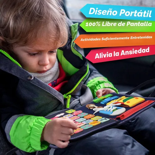 Vista 5 de Qizfun Montessori Tablero Ocupado y Libro Ocupado para Niños Pequeños – Juguete Sensorial y de Aprendizaje que Mantiene a los Niños Ocupados