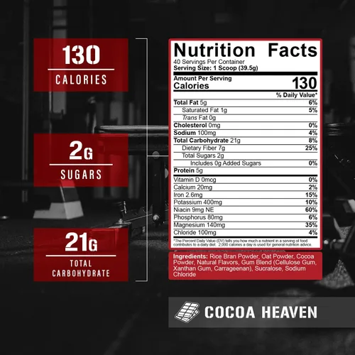 Vista 5 de 5% Nutrition Rich Piana - Arroz de carbohidratos reales con carbohidratos complejos alimenticios reales, energía glucémica baja de larga duración
