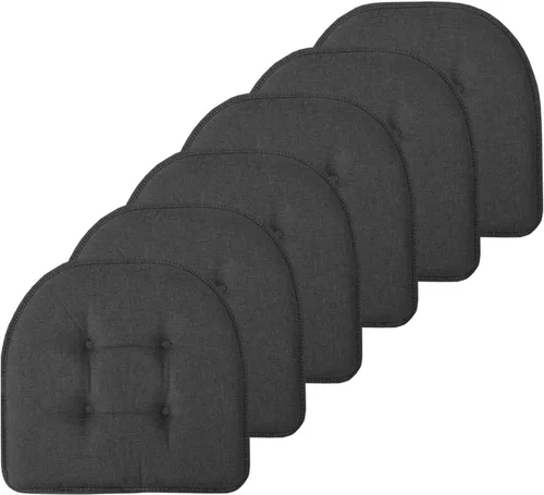 Vista 93 de Sweet Home Collection - Cojín de asiento de espuma viscoelástica y respaldo de caucho antideslizante con capitoné para silla, cojín en U, 17x16 Gris