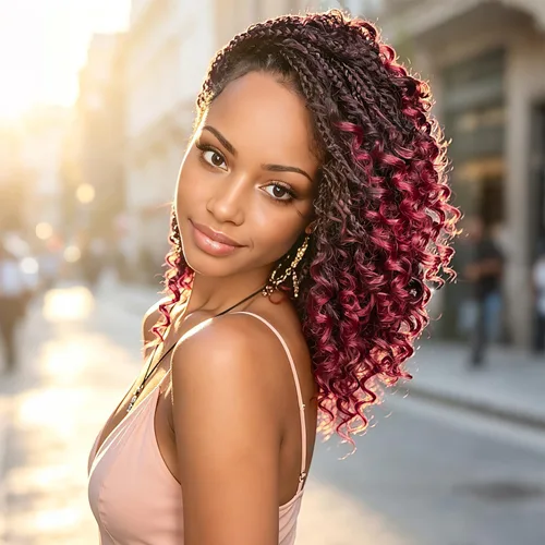 Vista 15 de Wodun Extensiones de Cabello de Ganchillo con Trenzas de Caja Goddess de 10 Pulgadas Pre-Enrolladas, Cabello de Ganchillo con Extremos Rizados Para