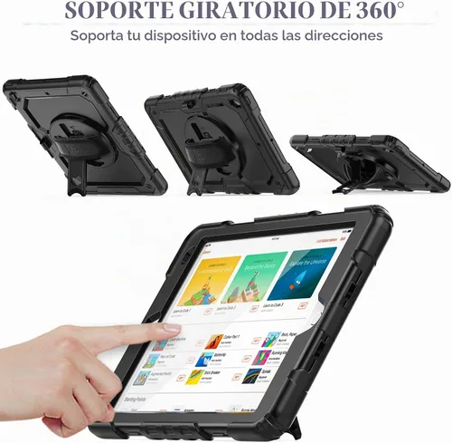 Vista 3 de SEYMAC stock Funda para iPad de 9ª/8ª/7ª generación de 10.2", a prueba de golpes con protector de pantalla, soporte para lápiz