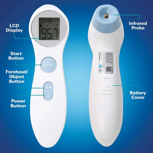 Vista 2 de Termómetro digital para frente - infrarrojo - blanco (lector de temperatura corporal, ligero, compacto)