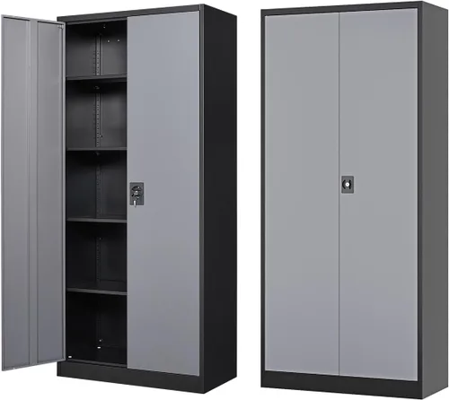 Vista 21 de Fesbos Armario de almacenamiento de metal, archivadores de acero de 36 pulgadas de alto con puertas con cerradura y estantes ajustables, gabinete