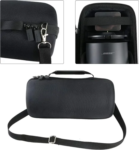 Vista 4 de co2CREA - Funda rígida de viaje para Bose portátil Smart/Home Speaker, color negro Charging Cradle Compatible, Triple Case with Shoulder Straps