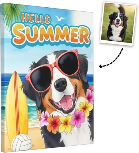 Vista 11 de Nxwdwqa Impresiones en lienzo estadounidenses personalizadas con fotos de tu mascota, arte de pared de lienzo americano personalizado, carga tu foto