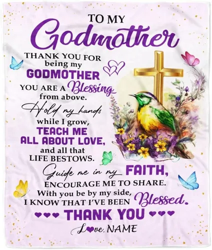 Vista 21 de Manta personalizada con texto en inglés «To My Godmother from Goddaughter Godson Thank You for Being My Godmother», para Día de la Madre
