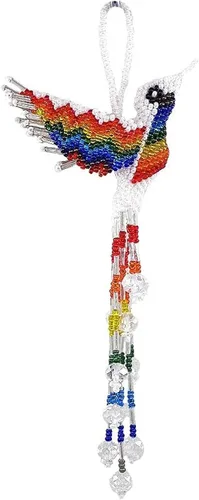 Vista 14 de Mia Jewel Shop - Figurina colgante decorativa de colibrí Figuras de pájaros para decoración del hogar Adorno de vidrio checo con cuentas