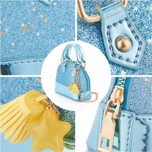 Vista 4 de YiSu Princess Little Girls Purses Toddler kids Crossbody Bag Wall et Shell Shape Handbags for girls cute Tote (blue)
