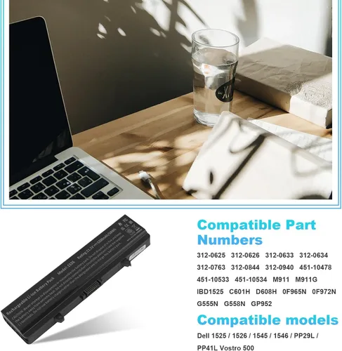 Vista 4 de Fancy Buying - Batería para portátil Dell Inspiron 1526, 1525, 1545, 1546, 1750 y 1440 compatible con P/N X284G, M911, M911G, GW240, RN873, K450N