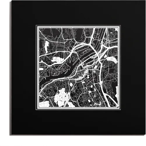Vista 64 de O3 Design Studio Mapa de corte de papel de París, color negro mate, 20 x 20 pulgadas, arte en papel