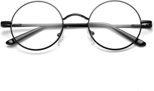 Vista 7 de Pro Acme Lentes transparentes sin receta con marco metálico redondo pequeño retro