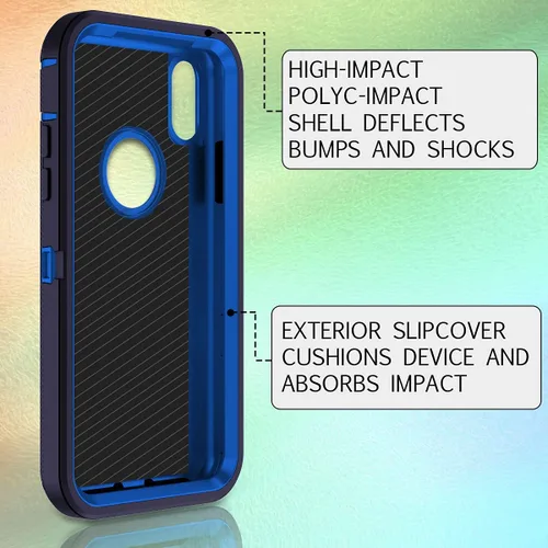 Vista 3 de I-HONVA Funda para iPhone Xs Max, a prueba de golpes, a prueba de polvo y caídas, 3 capas de protección de cuerpo completo