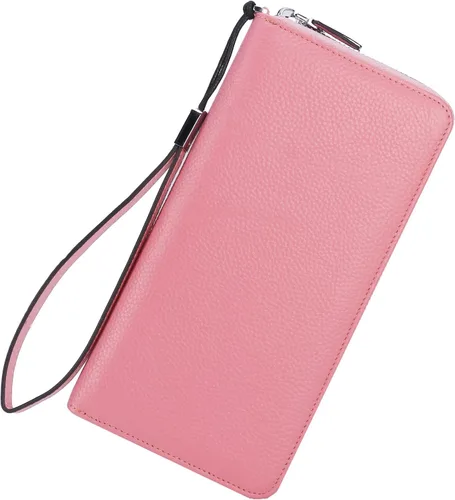 Vista 20 de Lavemi Pequeña cartera compacta para mujer, con bloqueo RFID, de piel auténtica, plegable, con ventanas de identificación