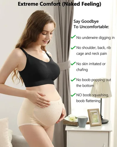 Vista 8 de iloveSIA Nursing Bras for Mom Breastfeeding, Seamless Supportive Sleep Bra for Maternity Postpartum S-2XL 3Pack