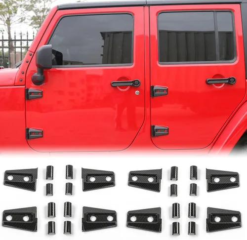 Vista 22 de JeCar Cubiertas de Bisagras de Puerta ABS Accesorios Exteriores para Jeep Wrangler JK JKU 2007-2018, Negro