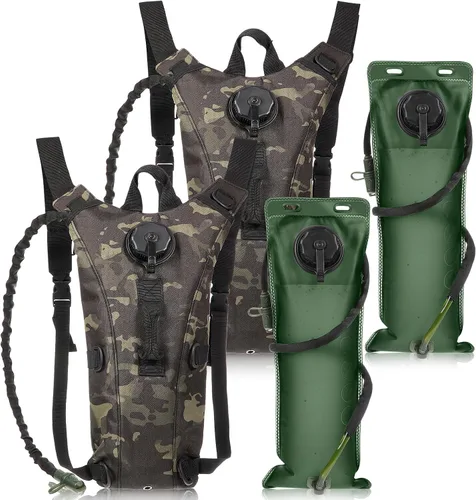 Vista 10 de Sanwuta Mochila de hidratación de 2 piezas con vejiga de agua de 3 litros, táctica ligera, 17.72 x 7.87 pulgadas, mochila de hidratación