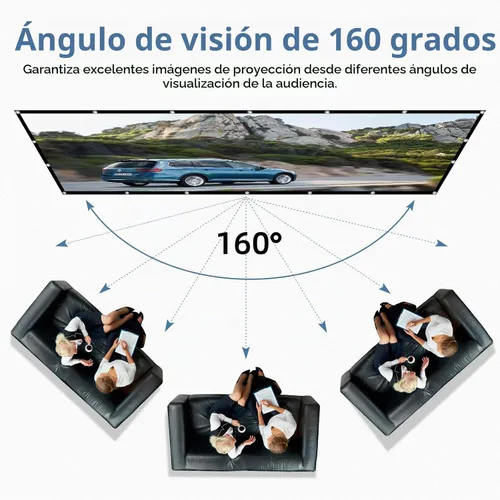 Vista 4 de Pantalla de proyector frontal trasera 4K 16:9 HD, plegable, de doble cara, portátil para cine en casa (60 pulgadas)