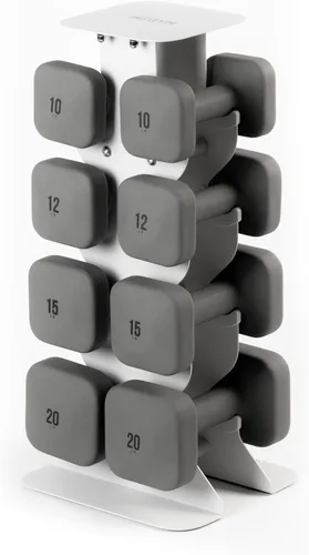 Vista 32 de WeGym SafeGrip - Mancuernas cuadradas con asas antideslizantes, pesas libres estéticas para entrenamientos en casa, diseño estable que evita rodar