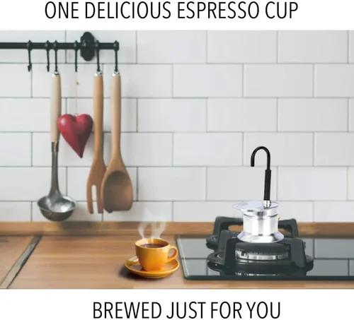 Vista 3 de Olla de un solo tubo, fabricante portátil de 1 taza de 1.7 fl oz, ligera y cafetera de preparación a mano para uso en estufa, adecuada para fiestas