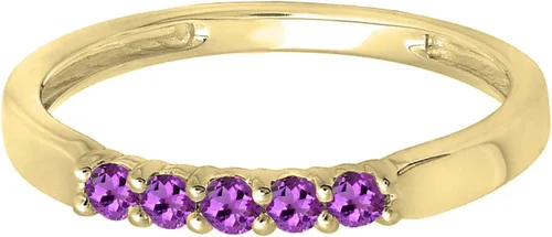 Vista 58 de Dazzlingrock Collection Anillo de boda redondo de 5 piedras preciosas o diamantes para mujer en oro macizo de 10 K/14 K/18 K