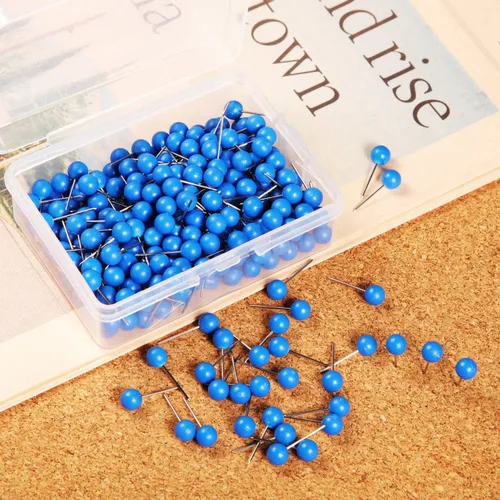Vista 7 de Map Tacks - Pines de empuje de tamaño pequeño, 300 paquetes (azul, 1/5 pulgadas)