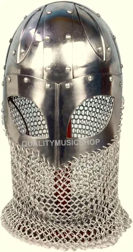 Vista 5 de Casco Viking Battle Armor 18G Acero y Chainmail
