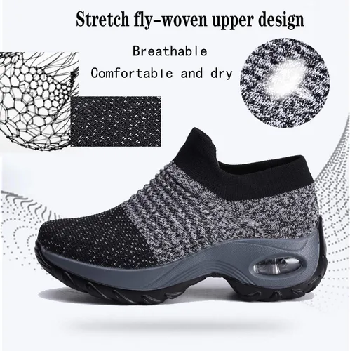 Vista 3 de Hahafash - Zapatillas de deporte para mujer, de malla, cómodas, con plataforma de cojín de aire, zapatos de tenis