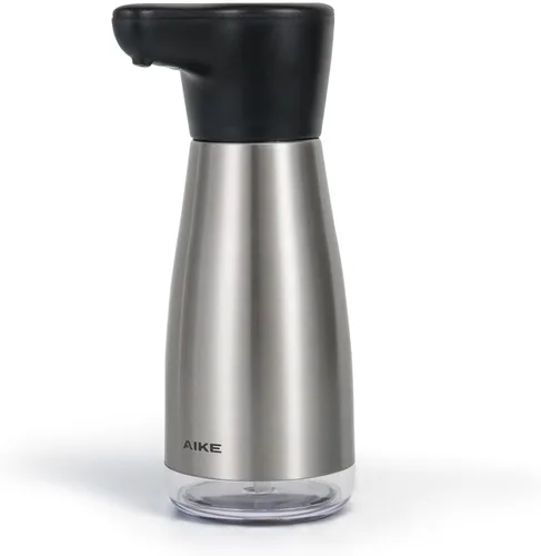 Vista 5 de Aike dispensador automático de jabón con carga magnética impermeable para jabón líquido con revestimiento negro antihuellas 14 fl.oz. Modelo AK1337
