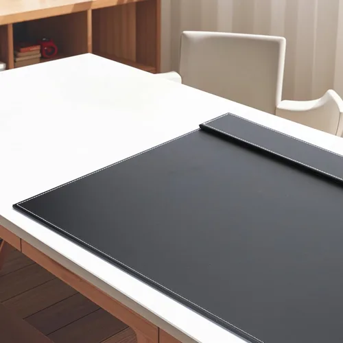 Vista 4 de Protector de escritorio de cuero de 24 x 18 pulgadas con riel superior para escribir, protector de escritorio ejecutivo para oficina, hogar, lugar