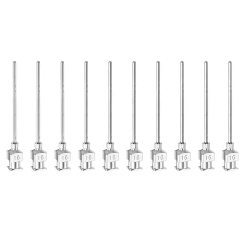 Vista 10 de HARFINGTON 10 agujas dispensadoras de acero inoxidable de calibre 8, 1 1/2 pulgadas, tubo de aguja de pegamento de metal, puntas romas, Luer Lock