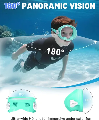 Vista 2 de Water Space Diving Mask for Youth Adults Men Women Oval Tempered Glass Lens 180° Clear View Snorkeling Swimming