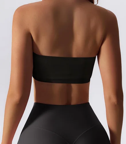 Vista 3 de Boudaner Sujetador deportivo con relleno para mujer, sin tirantes, sin tirantes, sólido, sin costuras, para yoga, entrenamiento, bralette