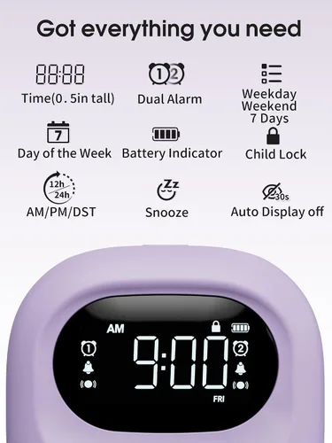 Vista 6 de Roxicosly Reloj despertador vibratorio súper fuerte para durmientes pesados, reloj agitador de cama de vibración ajustable debajo de la almohada