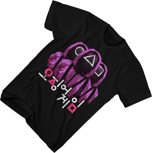 Vista 4 de Squid Game Camiseta de panal para hombre, diseño de círculo, triángulo, cuadrada, para hombre