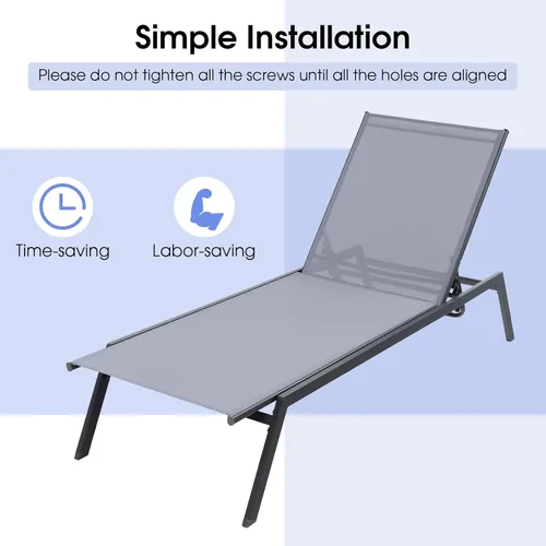 Vista 6 de COSTWAY Sillón reclinable para patio, con respaldo ajustable de 6 posiciones, para jardín y piscina