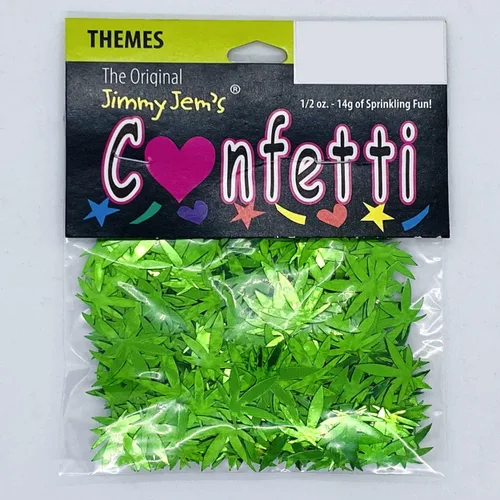 Vista 2 de Hoja de marihuana de confeti 3/4" verde - paquete al por menor #9000 QS0