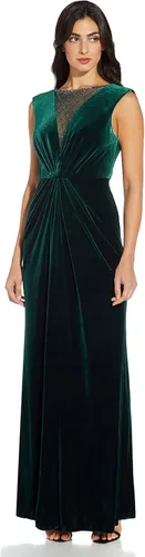 Vista 3 de Adrianna Papell Vestido de sirena de terciopelo con cuentas para mujer