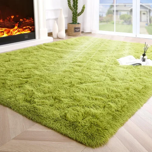 Vista 114 de Noahas Alfombras de Área Grandes y Esponjosas de 5x8 pies para Sala de Estar y Dormitorio, Alfombra Gruesa de Pelo Largo Beige y Blanca, Alfombra