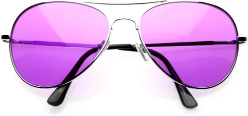 Vista 9 de zeroUV Gafas de aviador de metal plateado premium coloridas con lentes de sol de color Verde