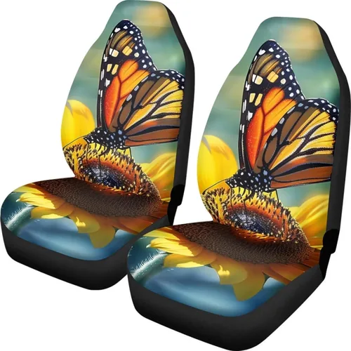 Vista 16 de Funda de asiento de automóvil con margaritas bohemias, diseño hippy arcoíris, margarita, flores, antideslizante, SUV, sedán, furgoneta, protector