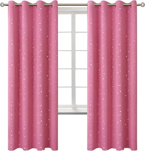 Vista 99 de BGment Cortinas opacas para dormitorio infantil, con aislamiento térmico, con ojales, estampado de estrellas plateadas, cortinas para oscurecer