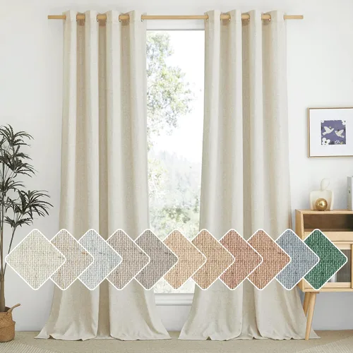 Vista 57 de NICETOWN - Cortinas de lino angora para ventana de cocina sobre el fregadero, con ojales, lino grueso angora, tratamientos cortos para ventanas
